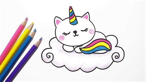 How To Draw Cute Cat Unicorn Easy Drawing Catcorn Youtube