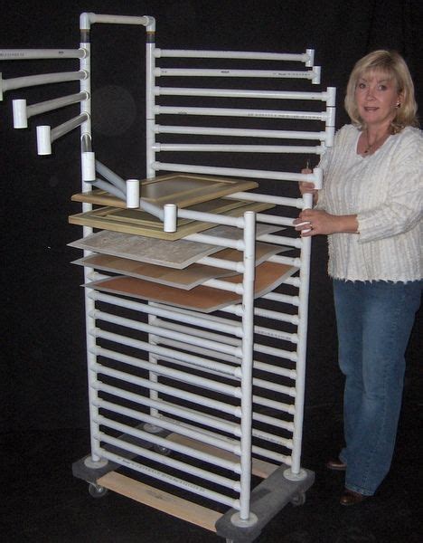 The construction easy if you look at the picture and just assemble some pvc pipes with their corners. Drying Racks … | Art studio storage, Diy storage rack, Art storage