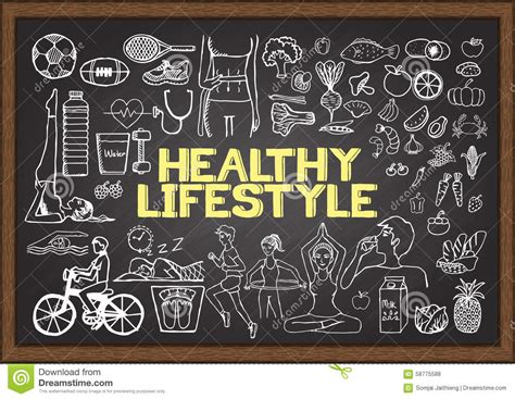 Hand Drawn About Healthy Lifestyle On Chalkboard Stock Vector