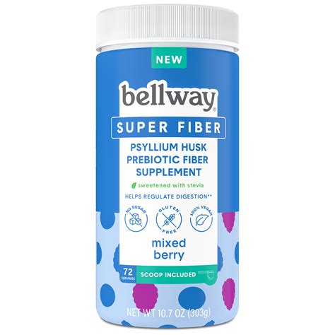 Bellway Psyllium Super Fiber Prebiotic Supplement Powder Sugar Free