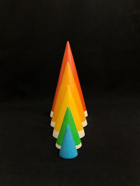 Set Of 5 Rainbow Cones Waldorf And Montessori Toys Colored Etsy