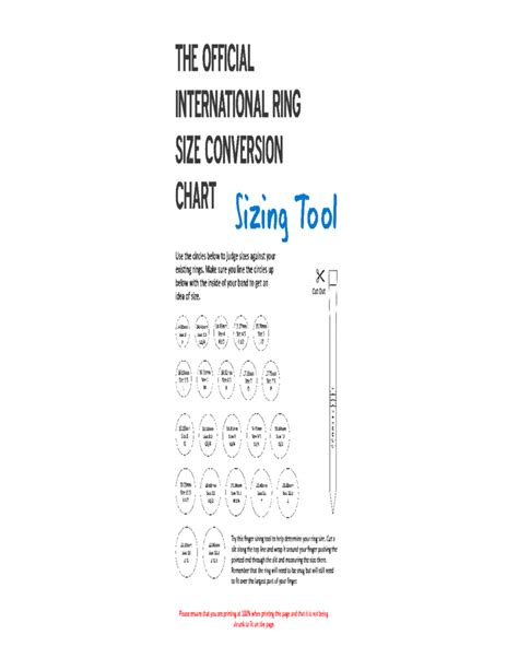 Official International Ring Size Conversion Chart Free Download