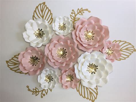 Set Of 9 Paper Flowers Wall Decor Wedding Nursery Etsy