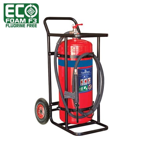 flamestop 90l eco foam f3 fluorine free mobile extinguisher pneumatic wheel