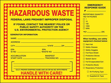 Pre Printed Hazardous Waste Label Hzw Pse