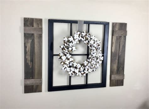Farmhouse Window With Cotton Wreath And Board And Batten Etsy In 2021