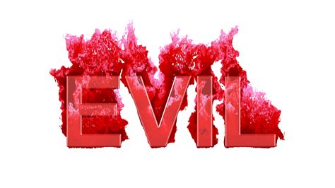 Text Evil Burns Dark Fire On A White Background Alpha Channel