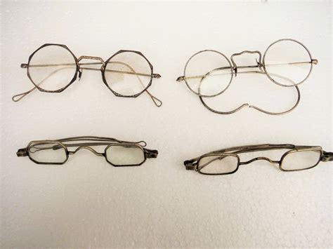 lot of 4 vintage pairs of mens eyeglasses 1850 s era rare old no reserve auction antique