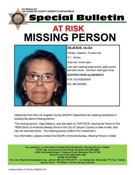 Update Missing Person Found