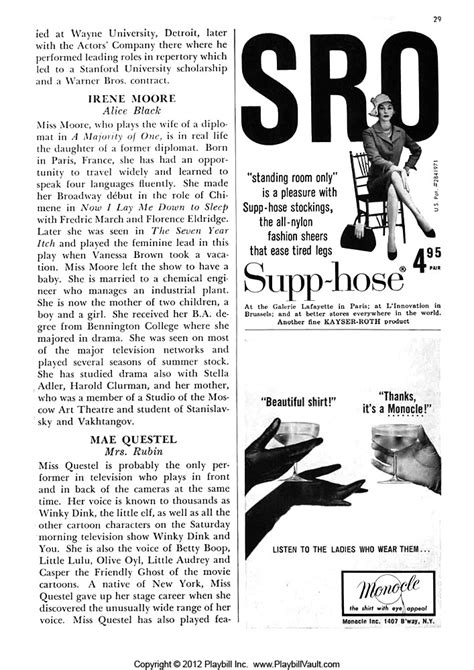 A Majority Of One Broadway Sam S Shubert Theatre 1959 Playbill