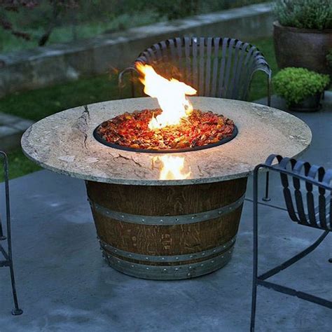 Reserve Wine Barrel Fire Pit Table Granite By Vin De Flame Small Gas Fire Pit Metal Fire Pit