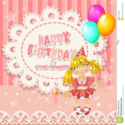 Happy Birthday My Little Princess Openwork Card Royalty Free Stock