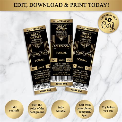Printable Great Gatsby Style Art Deco Party Invitation Prom Etsy