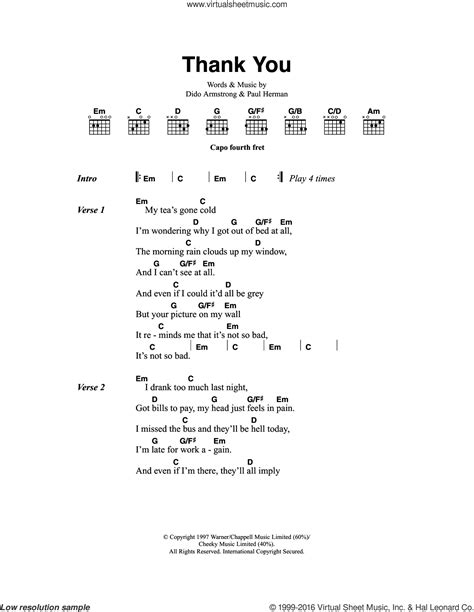 Armstrong Thank You Sheet Music For Guitar Chords Pdf