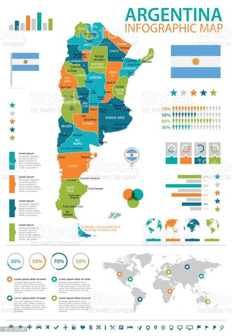 Argentina Infographic Map And Flag Illustration Stock Illustration