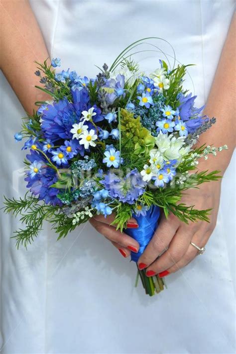 Stunning Blue Wildflower Bridesmaid Bouquet With Cornflowers Flower