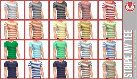 My Sims 4 Blog Stripe My Tee Pocketed V Neck For Teen Elder Males By