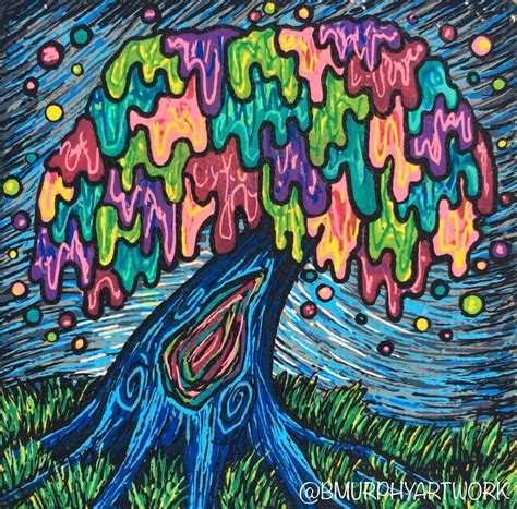 Trippy Drippy Tree Mini Canvas Painting Etsy
