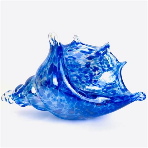 Glass Conch Hand Blown Seashell Art Glass Figurines Etsy