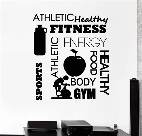 Vinyl Wall Decal Healthy Lifestyle Sport Fitness Words Stickers Unique