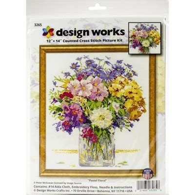 Design Works Counted Cross Stitch Kit 13 X14 Pastel Floral 14 Count