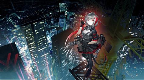 Anime Girl Night City Building W Arknights 4k 61944 Wallpaper