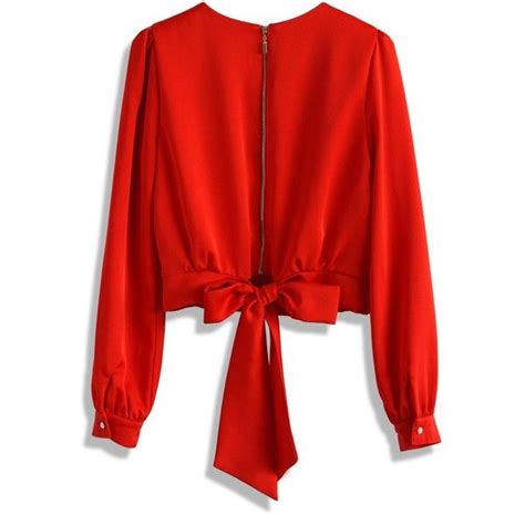 Chicwish Tie A Bow Cropped Top In Red Bow Crop Tops Fancy Blouse