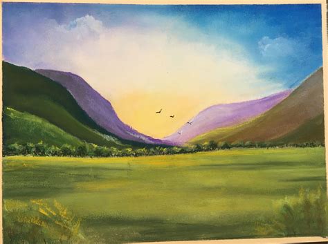 Chalk Pastel Landscape Completed On Pastel Paper Using Soft Pastels