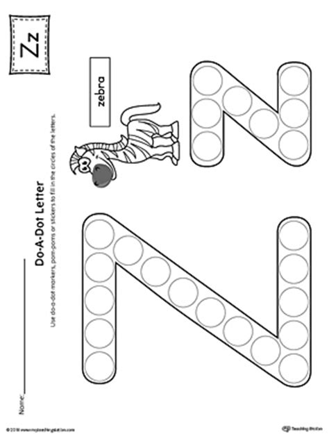 We have created these preschool letter worksheets to go with our letter of the week crafts as you teach your preschooler their abc's. Letter Z Do-A-Dot Worksheet | MyTeachingStation.com