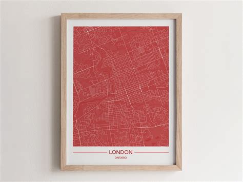 London Map Poster Print Wall Art Modern Ontario T For Home Etsy
