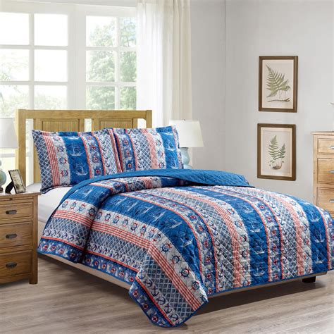 Check spelling or type a new query. Woven Trends Bedding: 3 Piece Printed Reversible Quilt Set ...