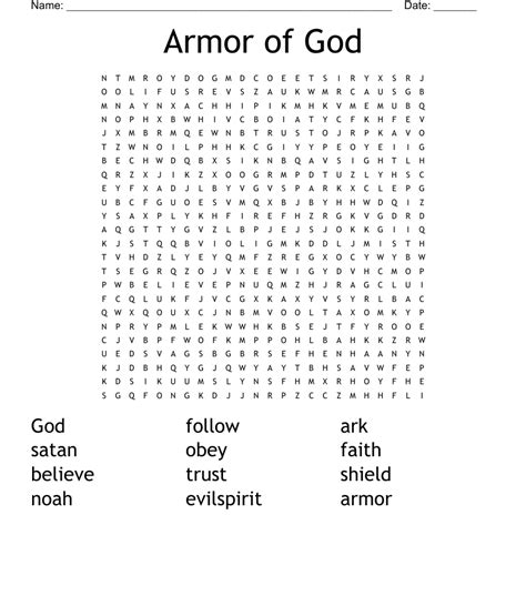 Armor Of God Word Search Wordmint