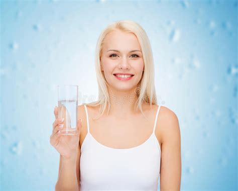 Young Smiling Woman With Glass Of Water Stock Image Image Of Clean