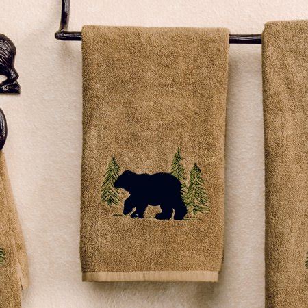 The black bear motif creates a beautifully rustic look worthy of a log cabin. Black Bear Forest Hand Towel - Cabin Bathroom Decor ...
