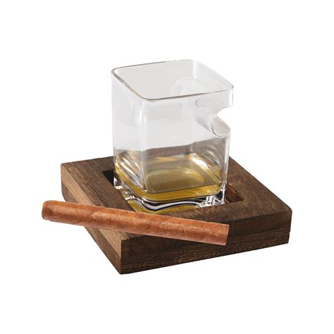 Mountain whiskey glass with wooden base creative beer glass wine water tea cup whiskey glasses set bar drinkware accessories. Whiskey Glass + Square Wooden Tray - Aulica - Touch of Modern