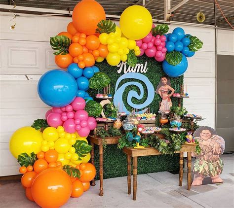 u b moana theme party decoration balloon garland set moana birthday party supplies palm leaves