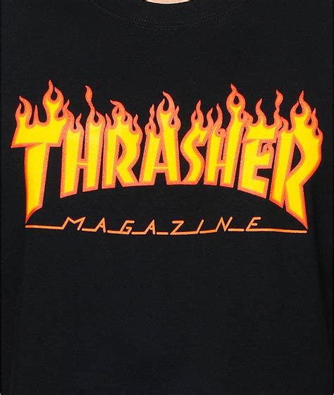 Thrasher Flame Logo Black T Shirt Zumiez In 2021 Thrasher Magazine
