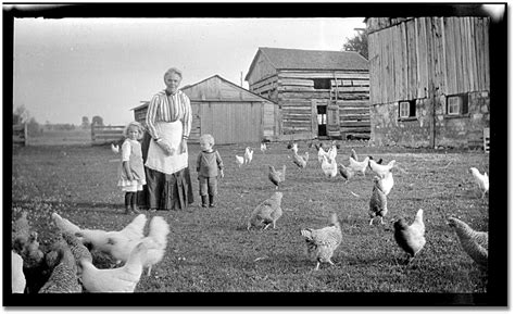 Ontarios Agricultural Past Woman And Two Young Children Standing In A