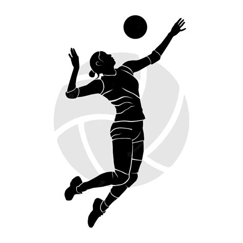 Premium Vector Black Silhouette Art Of Female Volleyball Player