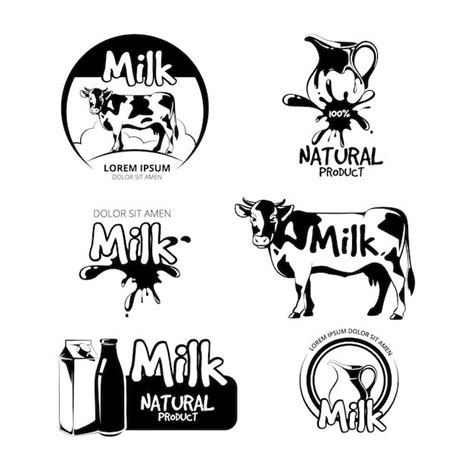 Premium Vector Milk Logo And Emblems Vector Set Label Product Farm