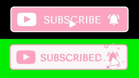 Aesthetic Pink Subscribe Button Green Screen Transparent Notification