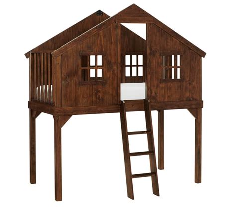 A fully equipped bathroom contains a part. Treehouse Loft Bed | Pottery Barn Kids