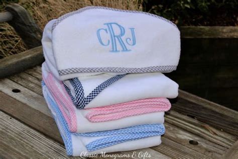 Buy children's bath towels & flannels and get the best deals at the lowest prices on ebay! Monogrammed Hooded Towel | Grey Gingham Hooded Bath Towel ...