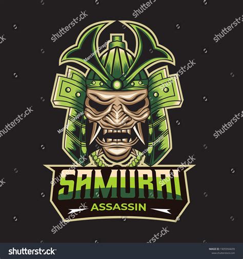 Samurai Mascot Logo Template Editable Text Stock Vector Royalty Free
