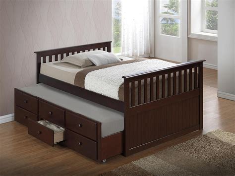 Ifdc Espresso Trundle Bed Twinfull With Storage