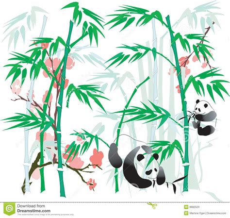Panda And Bamboo Illustration Stock Vector Illustration Of Japanese
