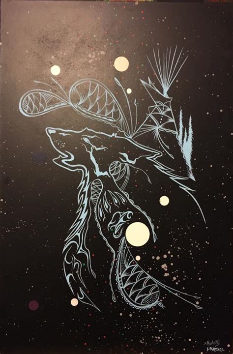 Humility Wolf Fluorescent Glowing Painting Acrylic On Canvas