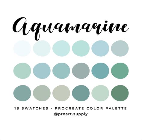 Buy Aquamarine Procreate Color Palette Hex Codes Blue Green Gray For