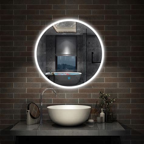 Modern Round Led Bathroom Mirror With Demister Pad 600mm Wall Mounted Make Up Ebay