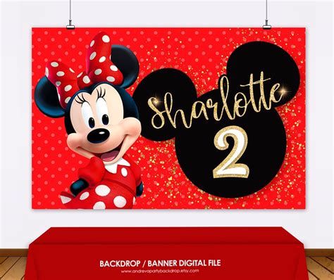 Minnie Mouse Birthday Backdrop Minnie Mouse Decoration Red Etsy Australia